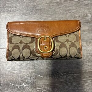 Brown and Tan CANVA Signature Wallet